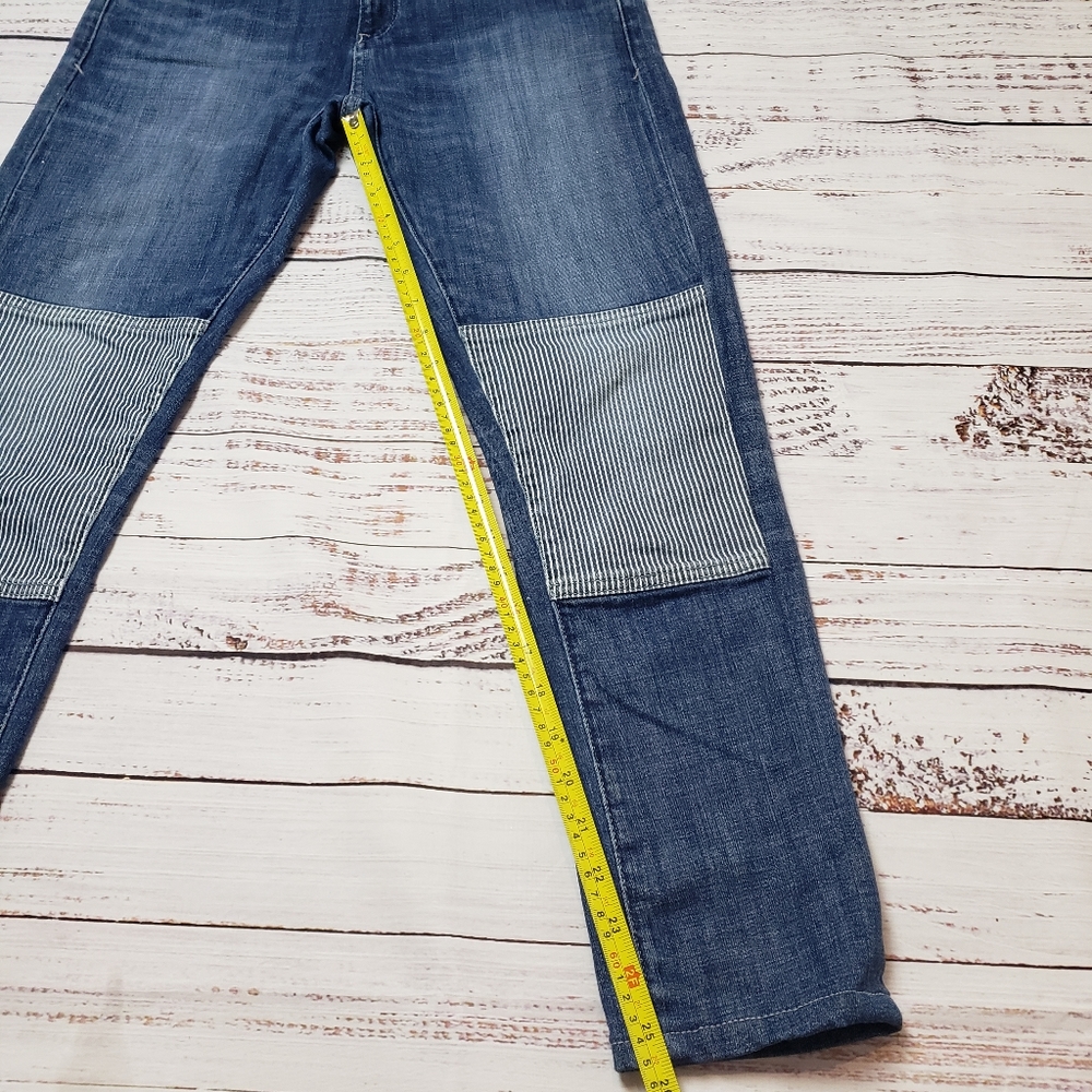 Anthropologie Patchwork Boyfriend Jeans in Two-Tone Blue - Picture 9 of 13